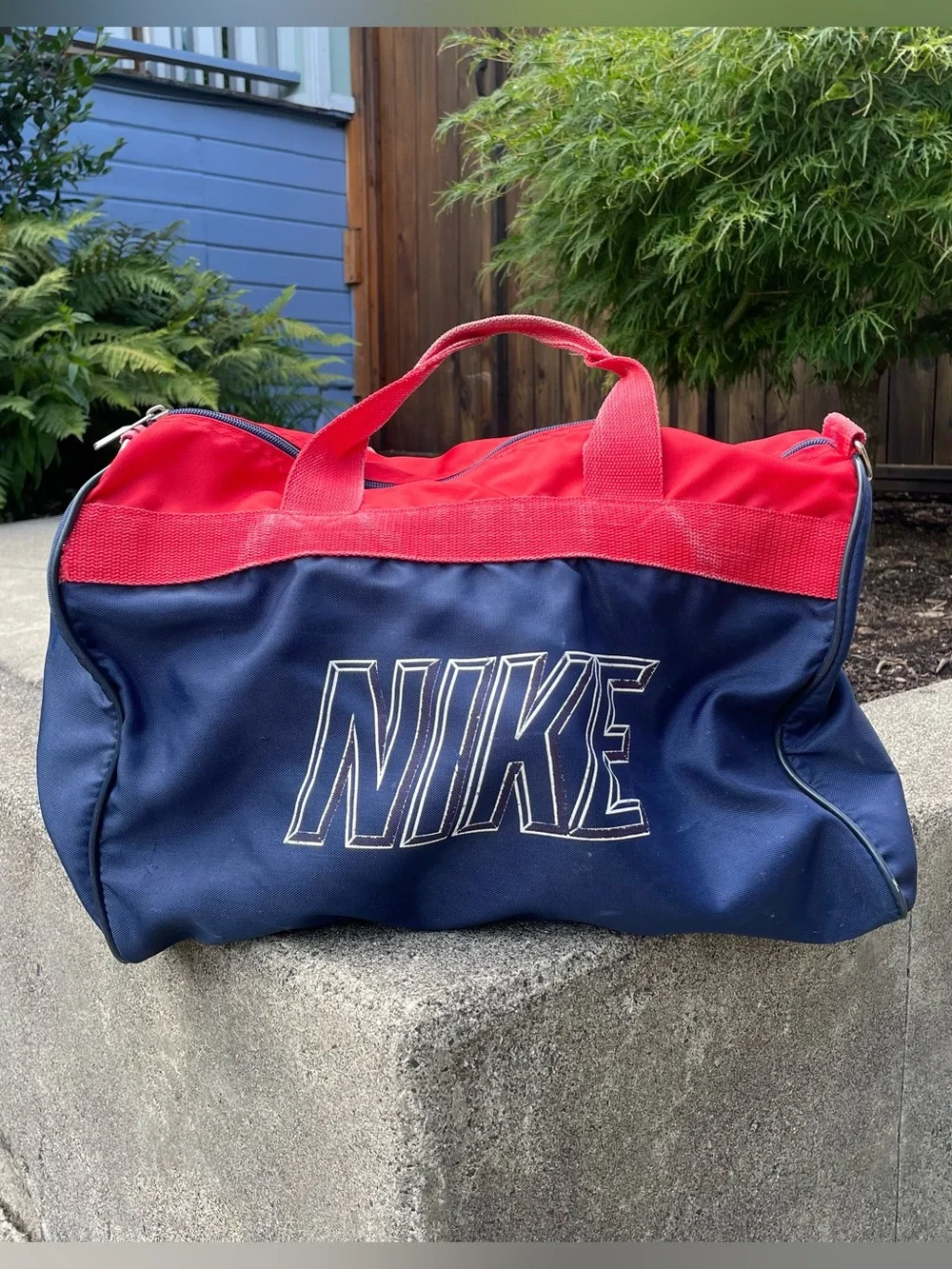 Vintage 80s/90s red and blue Nike gym duffel bag